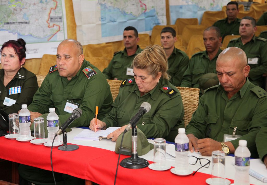 Deivy Pérez Martín, presidenta del Consejo de Defensa Provincial, encabezó el cierre del ejercicio en el territorio.